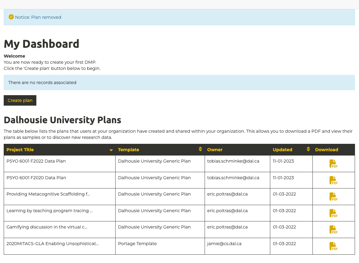 DMP Assistant - dashboard view